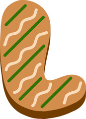 Ginger Cookie Letter Vector Element Alphabet L