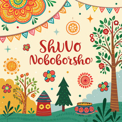 Shuvo Noboborso with beautiful background