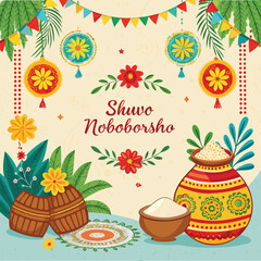 Shuvo Noboborso with beautiful background