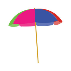 Beach Umbrella with Green, Pink, Blue, and Red Panels