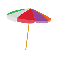 Beach Umbrella with Green, White, Red, Purple, and Orange Panels