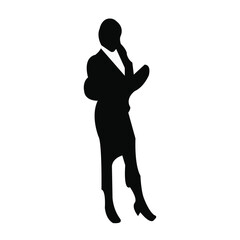 Silhouette of a Thinking Businessperson Holding a Folder