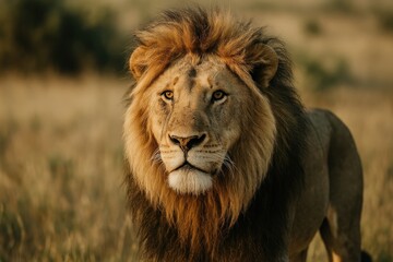 Fototapeta premium Majestic lion in natural habitat.