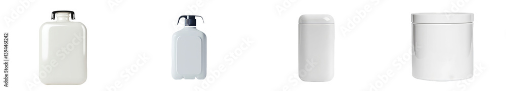 Poster Minimalist mockups featuring various white containers in an isolated setting for product design presentation