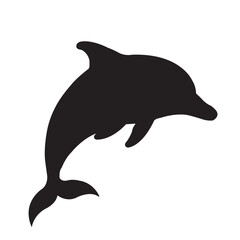 Fototapeta premium Silhouette of a Dolphin in Curved Pose on White Background