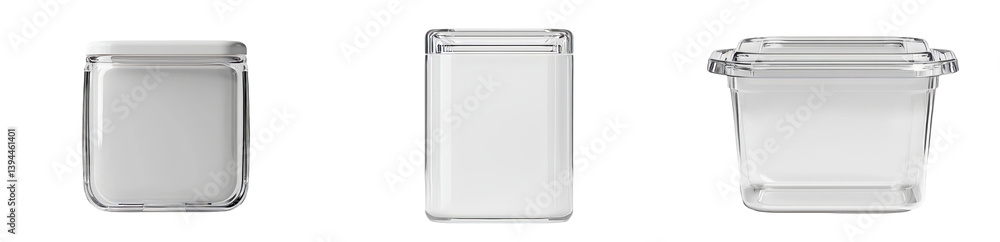 Aufkleber minimalist glass containers arranged in a row showcasing clean design for modern storage solutions