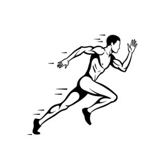 Obraz premium Powerful Runner Silhouette Athletic Man Sprint Speed Fitness Exercise Training