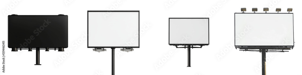 Poster Minimalist mockups of isolated blank billboards in various sizes and styles against a plain background