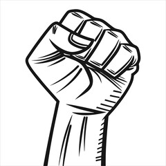 Grayscale Clenched Fist Vector Illustration