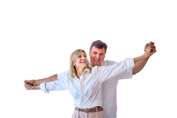 portrait of a beautiful middle-aged couple png, isolated,