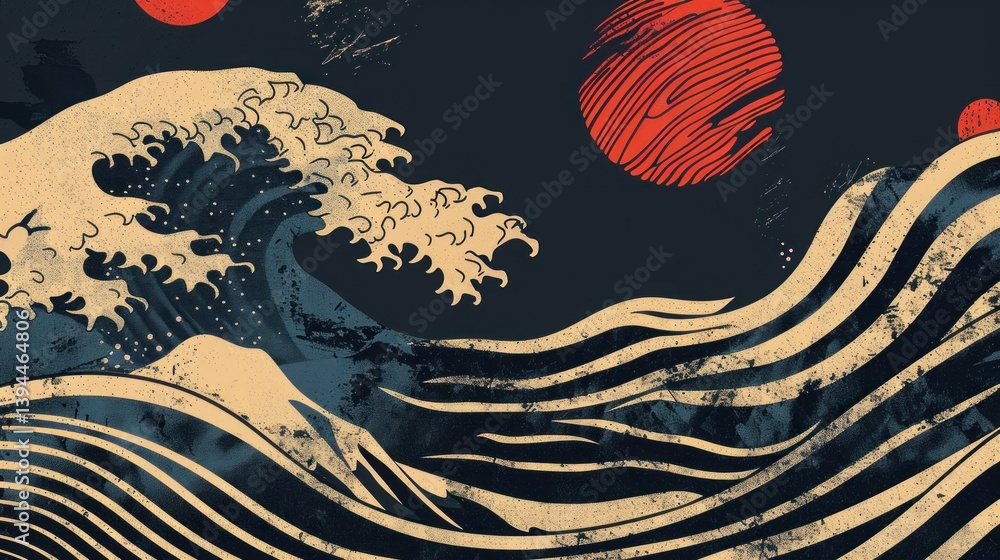 Poster abstract zen pattern with flowing lines and balanced shapes.