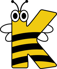 Bee Letter Vector Element Alphabet K