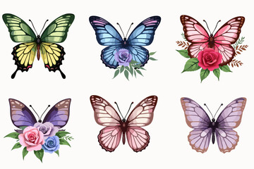 Floral Butterfly Clipart Set