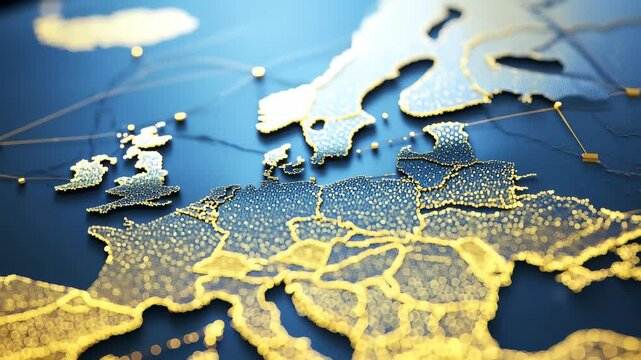 Illuminated Digital Map of Europe