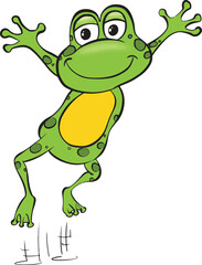 Cartoon cute jumping frog.