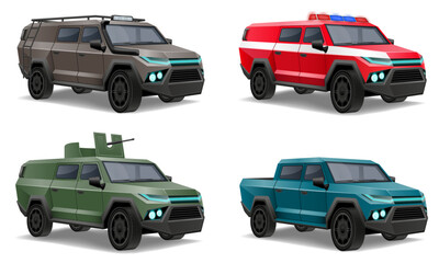 Fototapeta premium off road car to overcome restrictions and perform special tasks vector illustration vector illustration isolated on white background