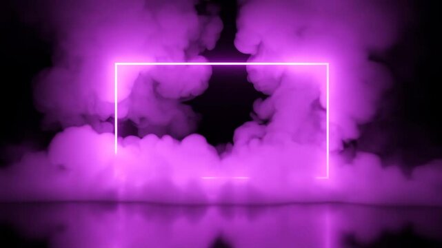 Abstract Futuristic Frame with Glowing Light and Fog