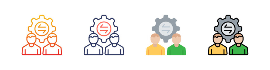 Collaboration Multi Style Icon Set Vector 