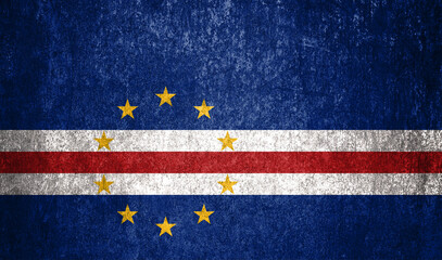Cape Verde State Flag. Dirty Cape Verde flag on metal surface