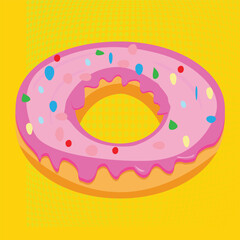 Donut pop art background logo
