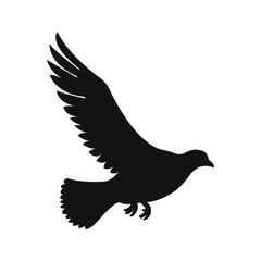 Flying Bird Silhouette – Elegant Dove or Pigeon in Mid-Flight