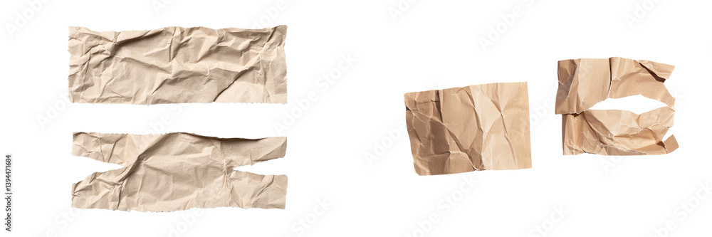 Poster minimalist isolated mockups of crumpled paper sheets in neutral tones for creative design projects