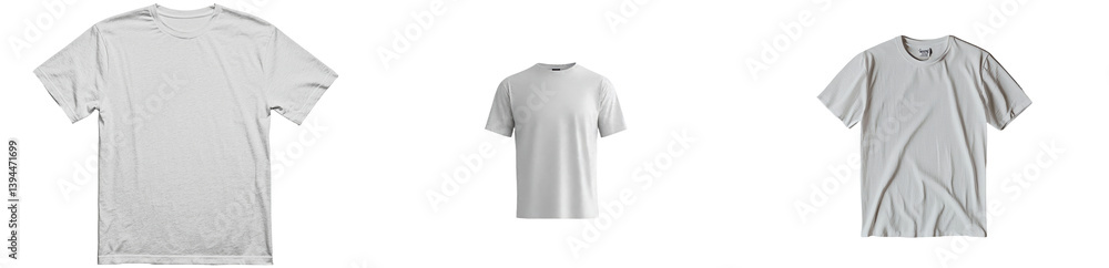 Leinwandbilder minimalist mockups of plain t-shirts showcasing different angles and styles in a clean, isolated set