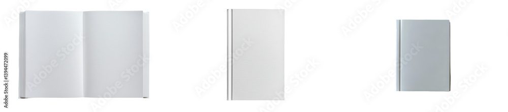 Poster minimalist mockup of blank notebooks in various orientations on a clean background for design purpos