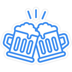 Beers Toasting Icon Style