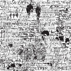 Fototapeta premium Abstract seamless pattern of English letters and shabby collage of newspaper clippings. Vector background with Latin letters in vintage style. Suitable for wallpaper, wrapping paper, t-shirt design