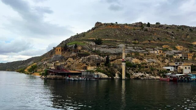 Sunken City of Halfeti with Mosque Minaret on the Euphrates River