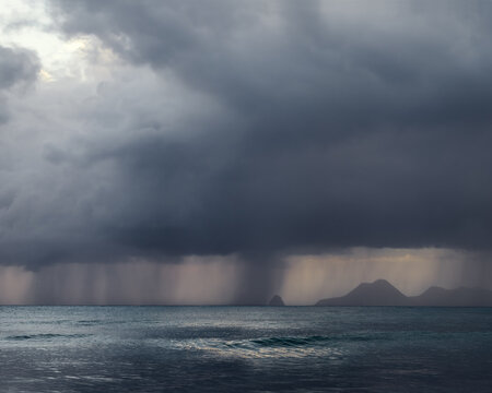 Dark stormy clouds on the ocean, Martinique, Caribbean