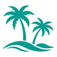 palm trees and waves