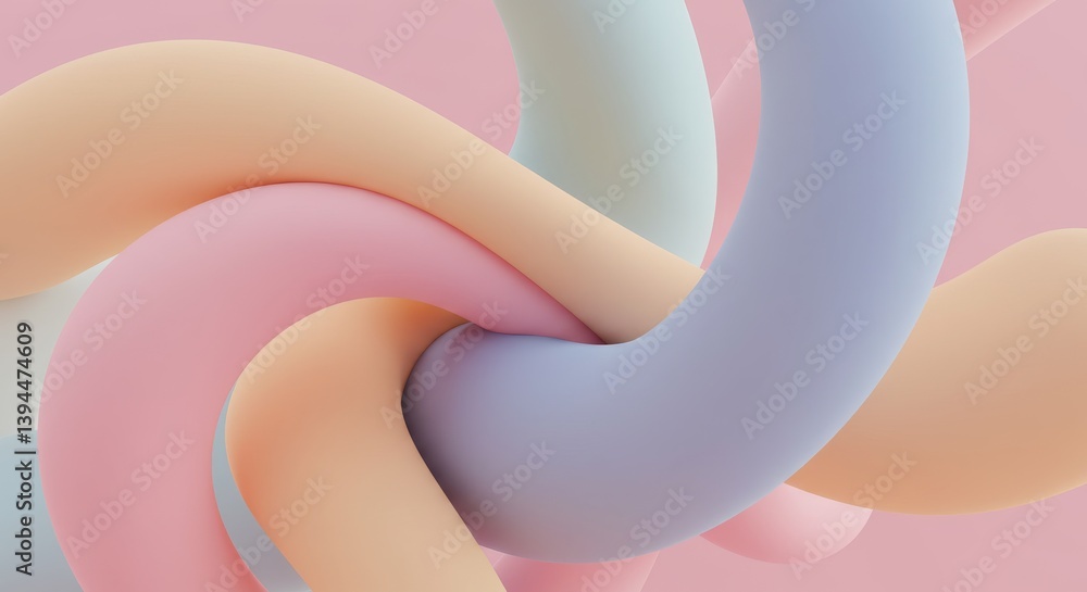 Poster abstract pastel swirls design - intertwined pastel-colored shapes create a visually appealing abstra