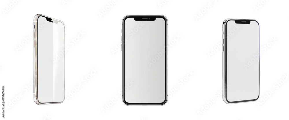 Fototapete isolated minimalist mockups showcasing sleek smartphone designs from multiple angles for user interf