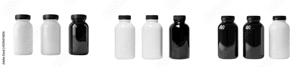 Leinwandbilder minimalist mockups of black and white bottles arranged in a stylish isolated setting for design insp