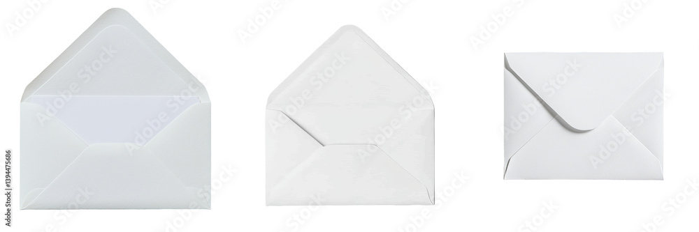Poster unique minimalist mockups of various envelope designs arranged in an isolated setting for creative d