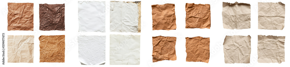 Poster minimalist mockups of crumpled paper textures in various colors for creative design projects