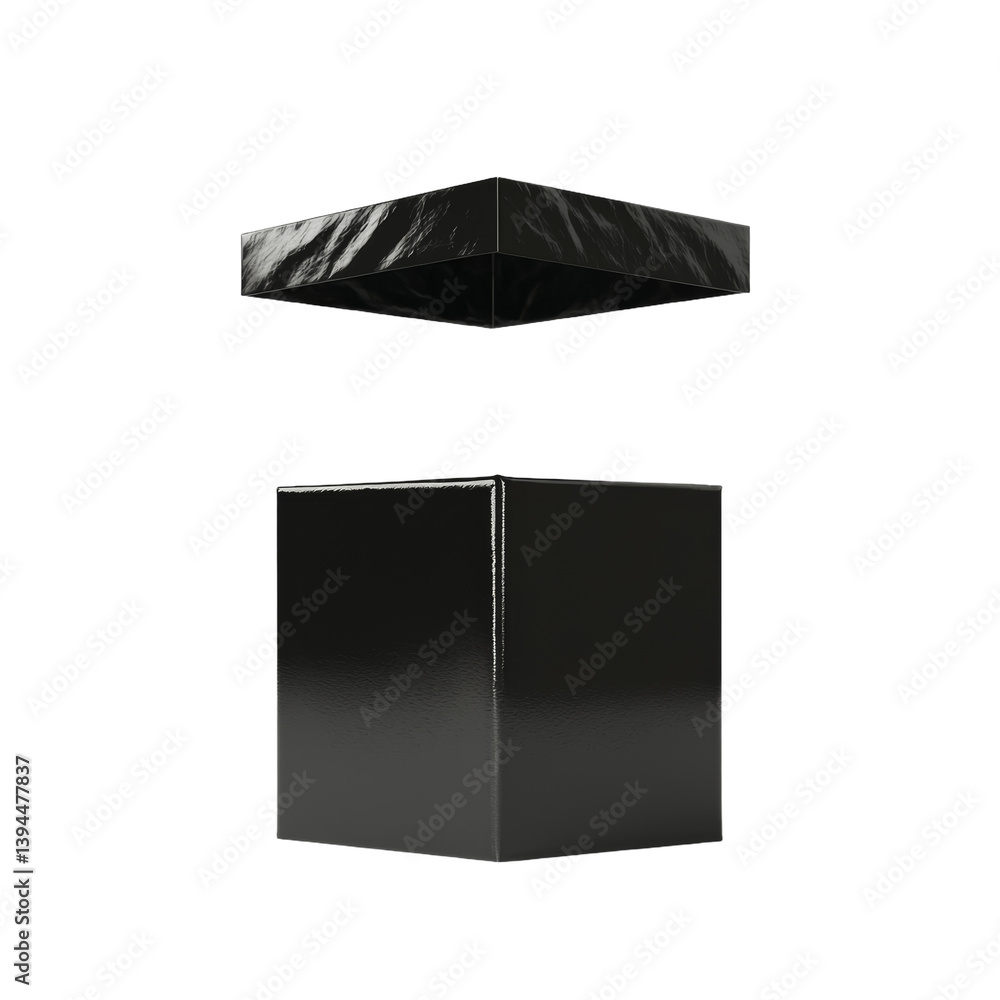 Aufkleber Minimalist black cube mockup design highlighting floating top lid for product presentations and branding ideas