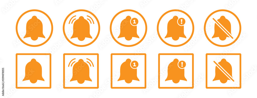 Poster notification bell icon set. incoming inbox message. new message notification icons collection. press