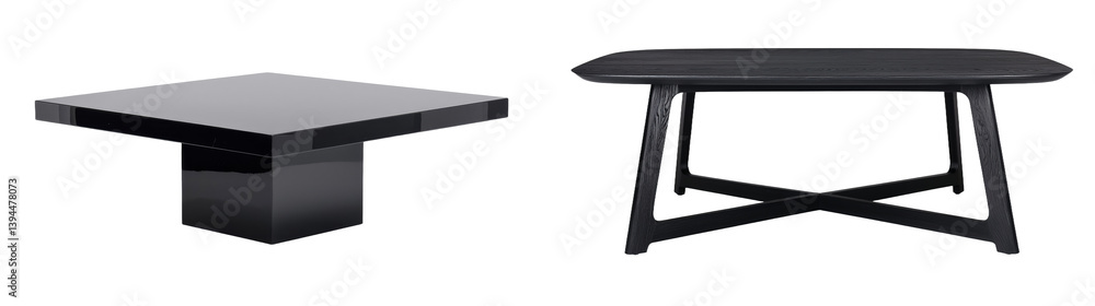Aufkleber minimalist black coffee tables showcasing modern design elements in a stylish interior setting
