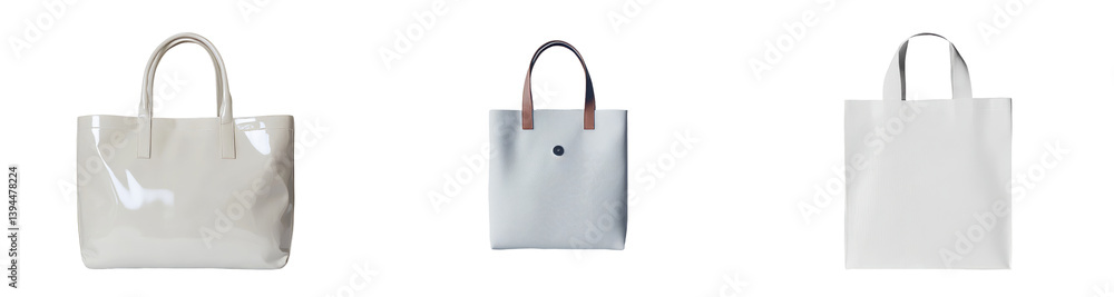 Poster Clean and modern presentation of isolated minimalist mockups featuring different styles of bags in subtle color tones