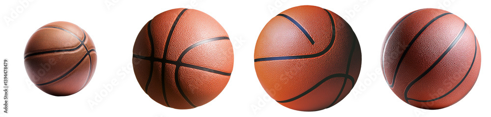 Poster multiple angles of minimalist basketball mockups showcasing different textures and patterns in isola
