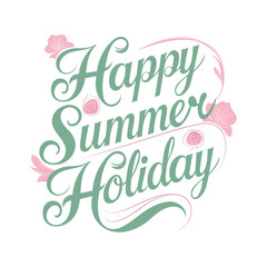Kalligrafie text Happy summer holiday grün pink Vektor icon