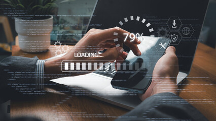 Update software application upgrade technology concept. Improved functionality in the new version...