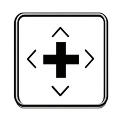 Fototapeta premium Transparent background plus sign icon with directional arrows 