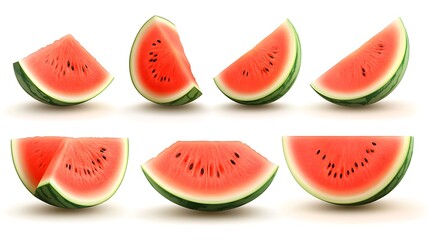 Illustrative watermelon wedges arranged with juicy red flesh presentation