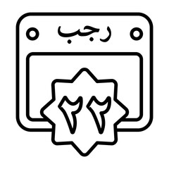 22 Rajab Outline Style Icon