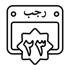 23 Rajab Outline Style Icon