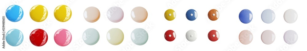 Poster minimalist mockup of colorful buttons arranged in a clean, isolated layout for design inspiration
